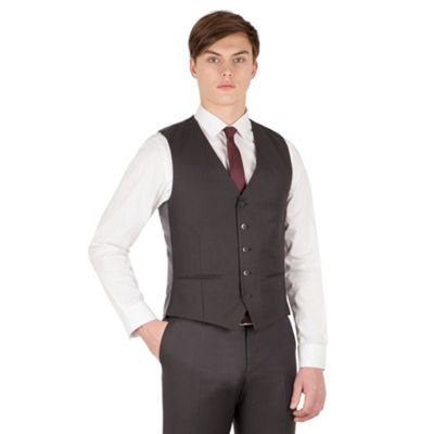 Red Herring Charcoal twill 5 button slim fit suit waistcoat